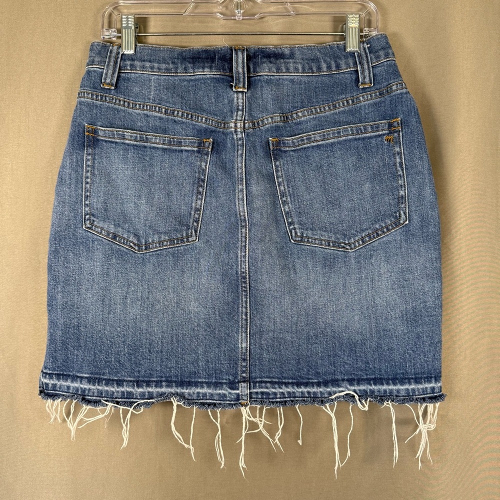 Madewell Denim Frayed Cut Off Jean Skirt Raw Hem Blue Western Grunge 28 - Picture 5 of 9